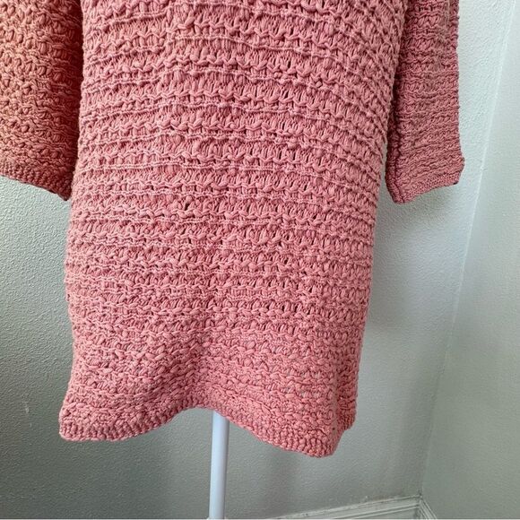 Crochet Sweater Open Knit Peach Orange Tunic - Picture 7 of 11